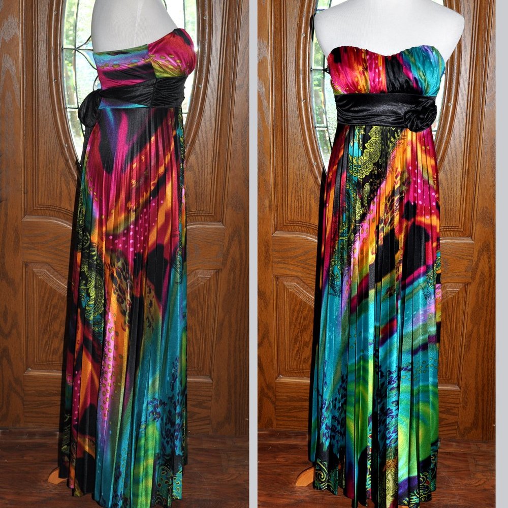 Speechless Colorful Bohemian Strapless Sexy Maxi Dress Size S